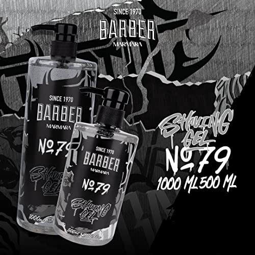 barber marmara MARMARA Rasiergel Männer No.79 - Herren transparent 500ml - Shaving Gel Men - für eine präzise Rasur der Bartkonturen - optimales Gleiten - Kühlt die Haut - mit Pumpenspender