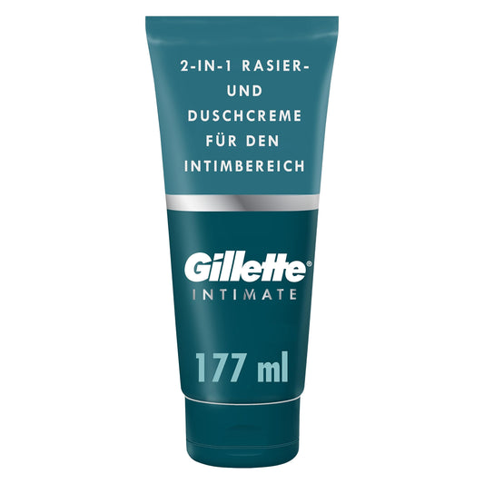 Gillette Body & Intimate 2-in-1 Rasier-und Duschcreme, sanfte Formel, formuliert für die Körper & Intimbehaarung, mit Aloe, frei von Parabenen, 177ml