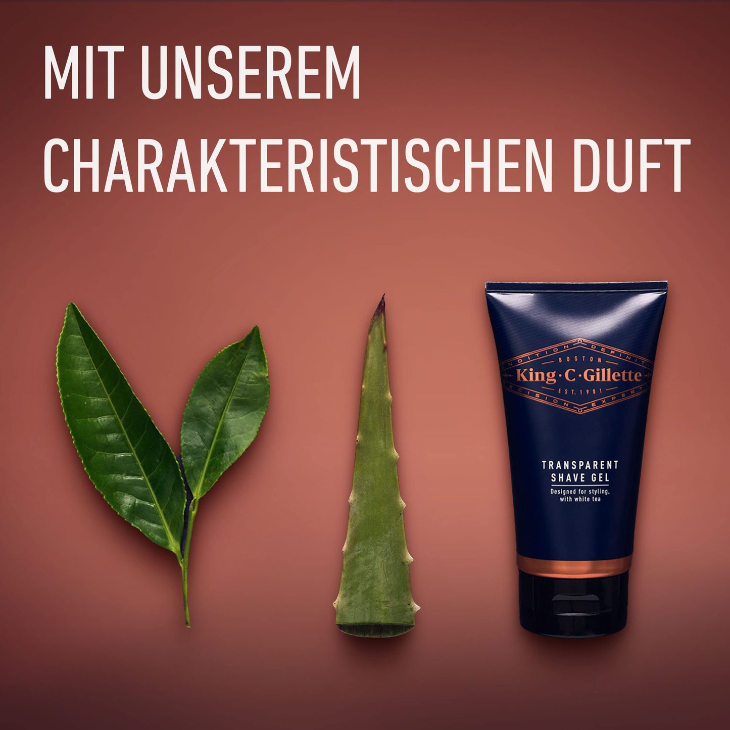 King C. Gillette Bartpflege Rasiergel Männer (150 ml) mit weißem Tee und Arganöl für ideale Bartpflege, Shaving Gel, Geschenk für Männer